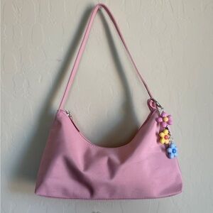 Pink Y2K Nylon Cute Women's Baby Shoulder Mini Bag ELLE with Charms